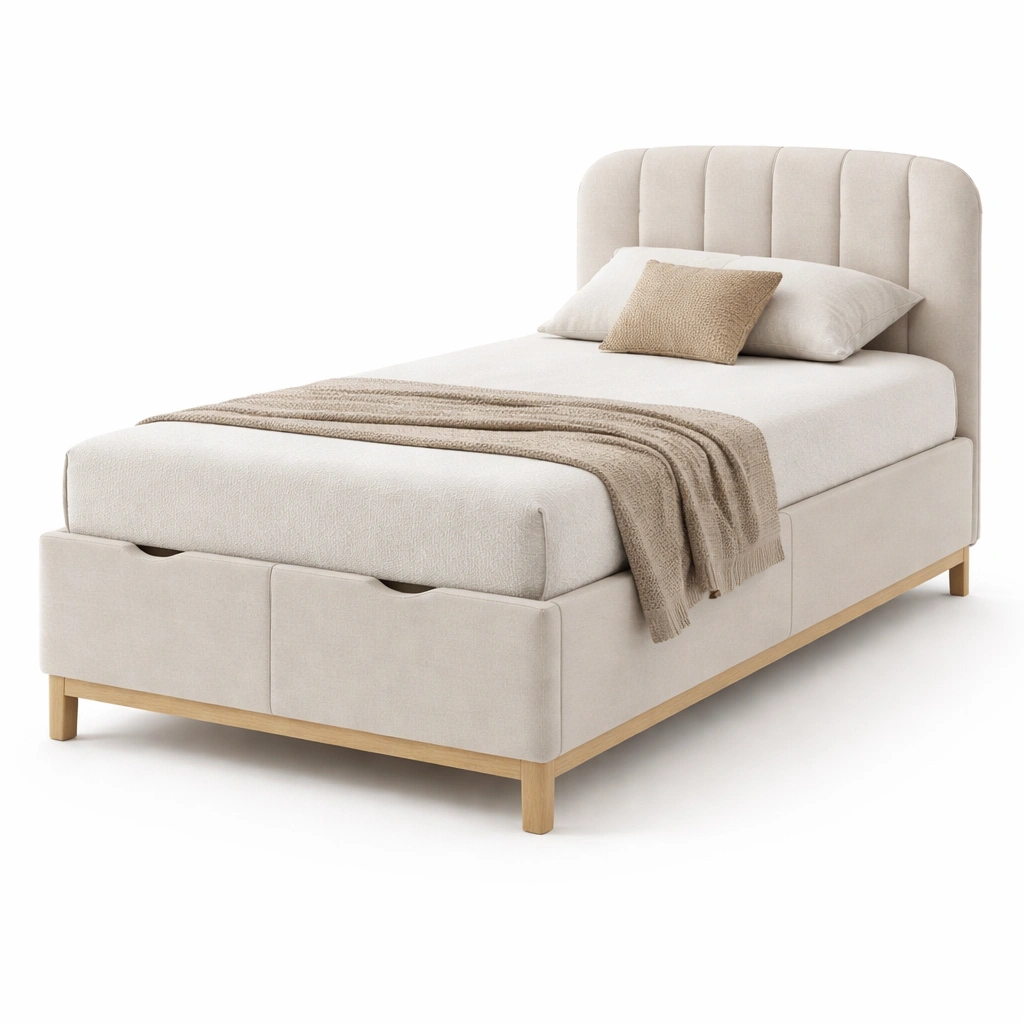 Polsterbett mit Stauraum Creme-kenvorio